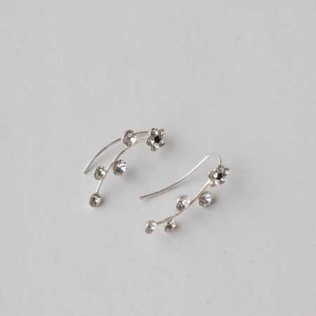 905054_Oorsteker sterling_Zilver_Deco_Blanco wit glas zirkonia handgemaakt feest juweel juwelen cadeau ambacht zwart handgemaakt fairtrade mozaïek