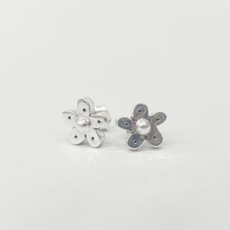 Oorsteker zilver 3D Bloem