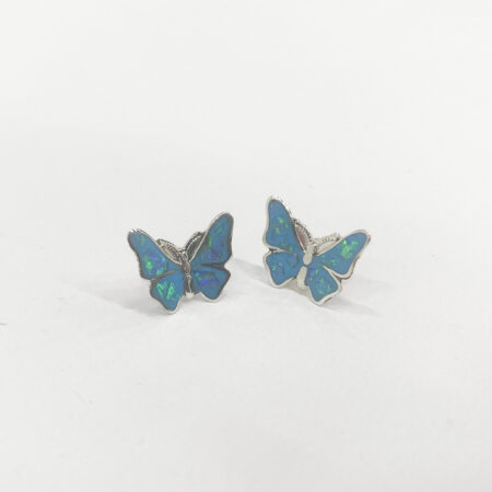 32255 oorsteker zilver vlinder opaal