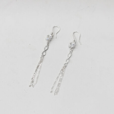 Oorhanger zilver Fini zirkonia Infinity 8cm