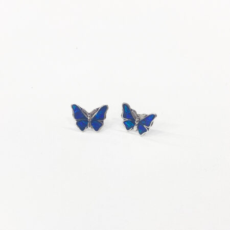 Oorsteker zilver Vlinder ópalo donkerblauw