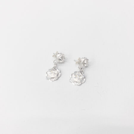 Oorsteker zilver Roos S/M Dubbel