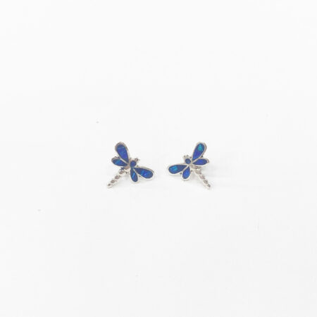 Oorsteker zilver Libelle ópalo donkerblauw
