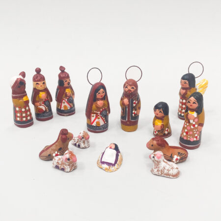 Kerstgroep keramiek Terra mini 8 cm hoog