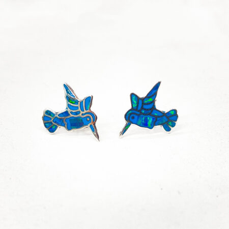 Oorsteker zilver Kolibrie ópalo blauw