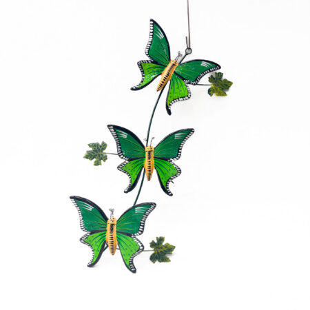Muurdeco 3 vlinders diamant groen 62cm