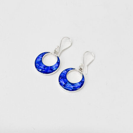 Oorhanger zilver rond Mouse Donkerblauw